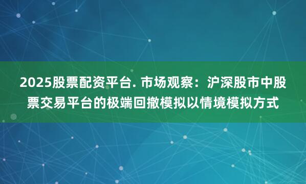 2025股票配资平台. 市场观察：沪深股市中股票交易平台的极端回撤模拟以情境模拟方式